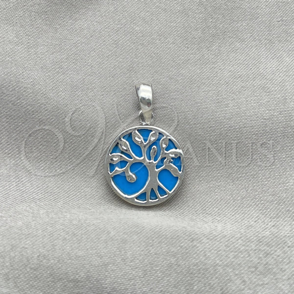 Sterling Silver Pendant — Fancy Pendant Tree Design with Light Turquoise Opal — main product view — SKU 152093 | Plata 925 dije — elegante Pendant Tree diseño with Light Turquoise Opal — SKU 152093