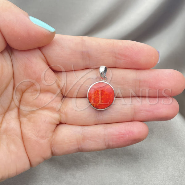 Sterling Silver Pendant — Fancy Pendant Tree Design with Orange Red Opal — alternate product view — SKU 152094 | Plata 925 dije — elegante Pendant Tree diseño with Orange Red Opal — SKU 152094