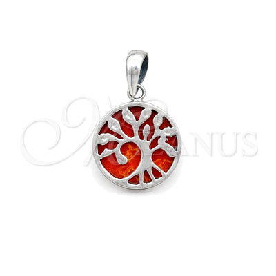 Sterling Silver Fancy Pendant, Tree Design, with Orange Red Opal, Polished, Silver Finish, 05.410.0009.3 for wholesale, main product view