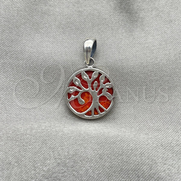 Sterling Silver Pendant — Fancy Pendant Tree Design with Orange Red Opal — main product view — SKU 152094 | Plata 925 dije — elegante Pendant Tree diseño with Orange Red Opal — SKU 152094