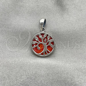 Sterling Silver Pendant — Fancy Pendant Tree Design with Orange Red Opal — main product view — SKU 152094 | Plata 925 dije — elegante Pendant Tree diseño with Orange Red Opal — SKU 152094