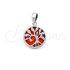 Sterling Silver Fancy Pendant, Tree Design, with Orange Red Opal, Polished, Silver Finish, 05.410.0009.3