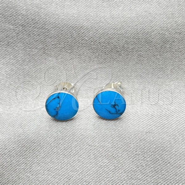 Sterling Silver Ring — Stud Earring Ball Design with Bermuda Blue Opal — alternate product view — SKU 152095 | Plata 925 anillo — Stud Earring Ball diseño with Bermuda Blue Opal — SKU 152095