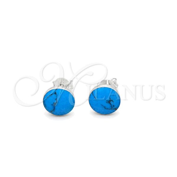 Sterling Silver Stud Earring, Ball Design, with Bermuda Blue Opal, Polished, Silver Finish, 02.410.0001.1