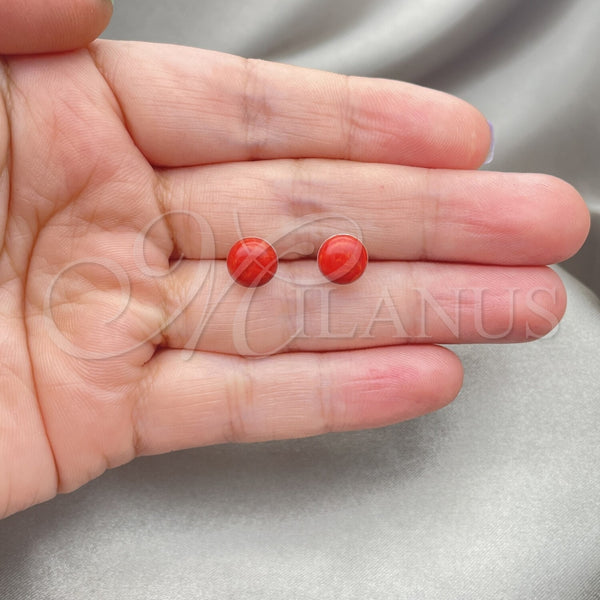 Sterling Silver Ring — Stud Earring Ball Design with Orange Red Opal — alternate product view — SKU 152096 | Plata 925 anillo — Stud Earring Ball diseño with Orange Red Opal — SKU 152096