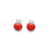Sterling Silver Stud Earring, Ball Design, with Orange Red Opal, Polished, Silver Finish, 02.410.0001.2
