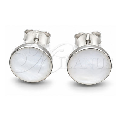 Sterling Silver Stud Earring, Ball Design, with Ivory Mother of Pearl, Polished, Silver Finish, 02.410.0001.3