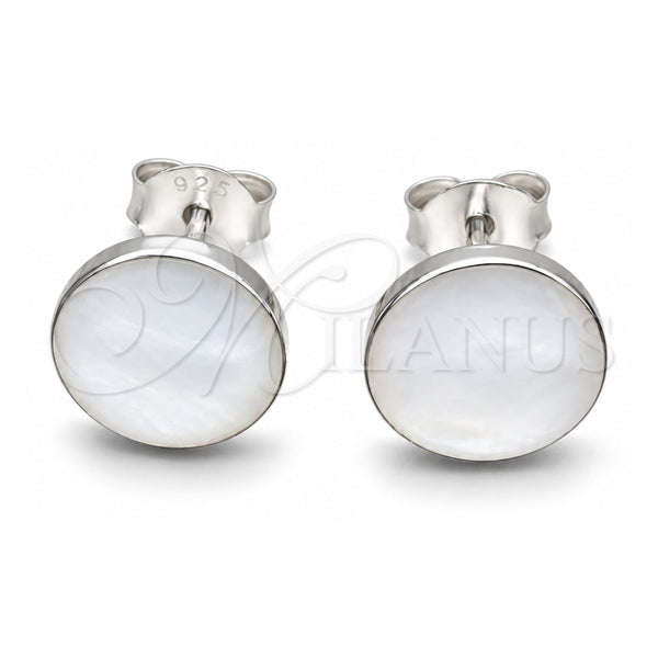 Sterling Silver Stud Earring, Ball Design, with Ivory Mother of Pearl, Polished, Silver Finish, 02.410.0001.3