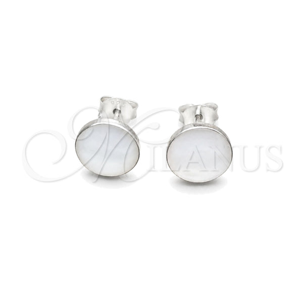 Sterling Silver Stud Earring, Ball Design, with Ivory Mother of Pearl, Polished, Silver Finish, 02.410.0001.3