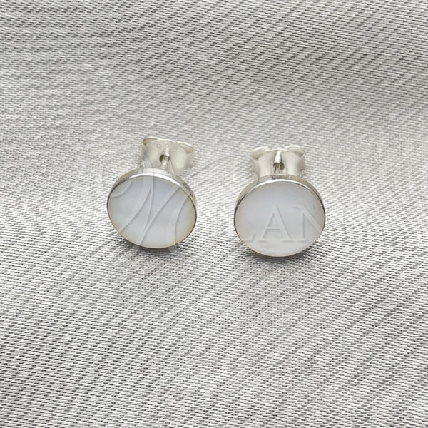 Sterling Silver Stud Earring, Ball Design, with Ivory Mother of Pearl, Polished, Silver Finish, 02.410.0001.3