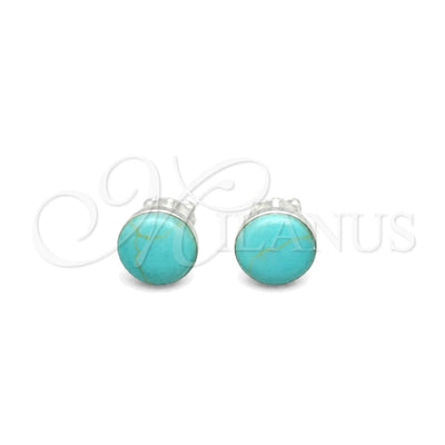 Sterling Silver Stud Earring, Ball Design, with Light Turquoise Opal, Polished, Silver Finish, 02.410.0001.4