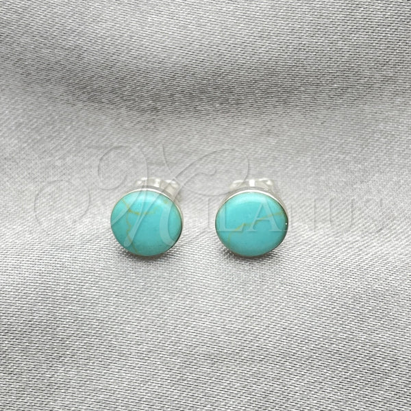 Sterling Silver Ring — Stud Earring Ball Design with Light Turquoise Opal — main product view — SKU 152098 | Plata 925 anillo — Stud Earring Ball diseño with Light Turquoise Opal — SKU 152098
