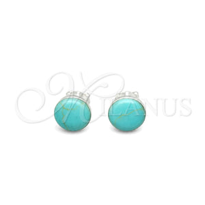 Sterling Silver Stud Earring, Ball Design, with Light Turquoise Opal, Polished, Silver Finish, 02.410.0001.4
