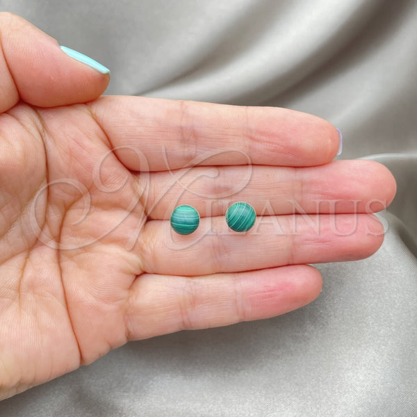 Sterling Silver Ring — Stud Earring Ball Design with Emerald Opal Polished — alternate product view — SKU 152100 | Plata 925 anillo — Stud Earring Ball diseño with Emerald Opal pulido — SKU 152100