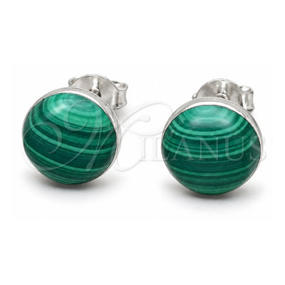 Sterling Silver Stud Earring, Ball Design, with Emerald Opal, Polished, Silver Finish, 02.410.0001.6