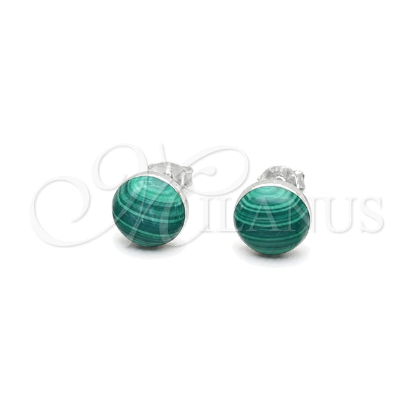 Sterling Silver Stud Earring, Ball Design, with Emerald Opal, Polished, Silver Finish, 02.410.0001.6
