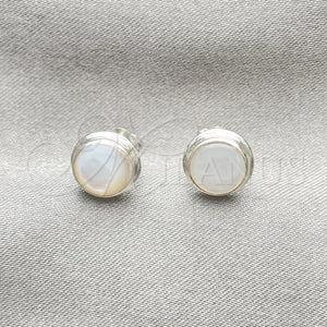 Sterling Silver Ring — Stud Earring Ball Design with Ivory Mother of — main product view — SKU 152101 | Plata 925 anillo — Stud Earring Ball diseño with Ivory Mother of — SKU 152101