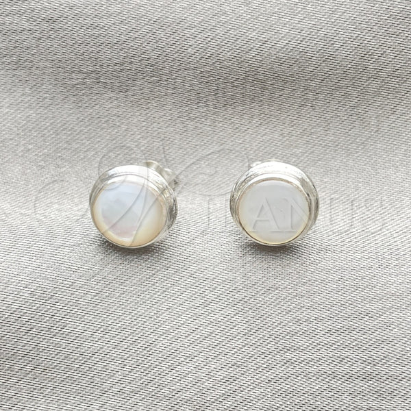 Sterling Silver Ring — Stud Earring Ball Design with Ivory Mother of — main product view — SKU 152101 | Plata 925 anillo — Stud Earring Ball diseño with Ivory Mother of — SKU 152101