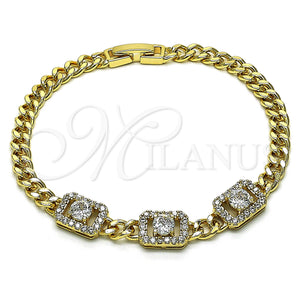 Gold Filled Bracelet — Fancy Bracelet Miami Cuban Design with White Cubic — main product view — SKU 152110 | Oro Laminado brazalete — elegante Bracelet Miami Cuban diseño with blanco Cubic — SKU 152110