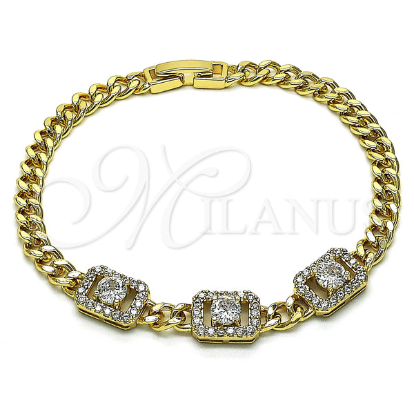 Gold Filled Bracelet — Fancy Bracelet Miami Cuban Design with White Cubic — main product view — SKU 152110 | Oro Laminado brazalete — elegante Bracelet Miami Cuban diseño with blanco Cubic — SKU 152110