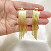 Oro Laminado Long Earring, Gold Filled Style Diamond Cutting Finish, Golden Finish, 02.341.0143