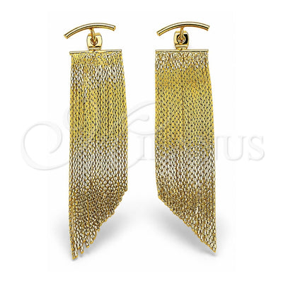 Oro Laminado Long Earring, Gold Filled Style Diamond Cutting Finish, Golden Finish, 02.341.0143