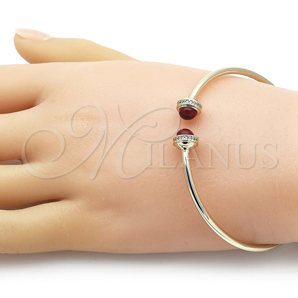 Gold Filled Jewelry — Individual Bangle with Garnet Crystal and White Micro — alternate product view — SKU 152126 | Oro Laminado joyería — Individual Bangle with Garnet cristal and blanco Micro — SKU 152126