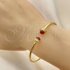 Oro Laminado Individual Bangle, Gold Filled Style with Garnet Crystal and White Micro Pave, Polished, Golden Finish, 07.341.0049.1 (03 MM Thickness, One size fits all)