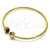 Oro Laminado Individual Bangle, Gold Filled Style with Garnet Crystal and White Micro Pave, Polished, Golden Finish, 07.341.0049.1 (03 MM Thickness, One size fits all)