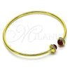 Oro Laminado Individual Bangle, Gold Filled Style with Garnet Crystal and White Micro Pave, Polished, Golden Finish, 07.341.0049.1 (03 MM Thickness, One size fits all)