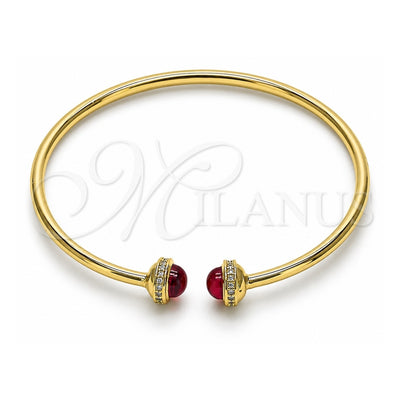 Oro Laminado Individual Bangle, Gold Filled Style with Garnet Crystal and White Micro Pave, Polished, Golden Finish, 07.341.0049.1 (03 MM Thickness, One size fits all)