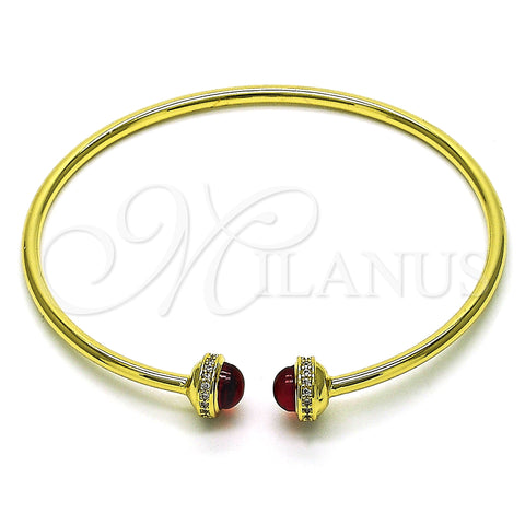 Oro Laminado Individual Bangle, Gold Filled Style with Garnet Crystal and White Micro Pave, Polished, Golden Finish, 07.341.0049.1 (03 MM Thickness, One size fits all)
