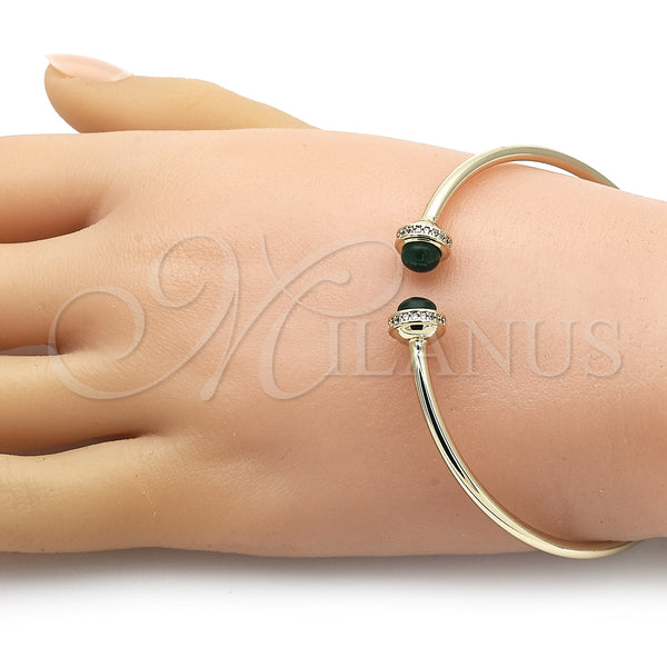 Gold Filled Jewelry — Individual Bangle with Green Crystal and White Micro — alternate product view — SKU 152127 | Oro Laminado joyería — Individual Bangle with Green cristal and blanco Micro — SKU 152127