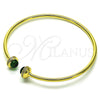 Oro Laminado Individual Bangle, Gold Filled Style with Green Crystal and White Micro Pave, Polished, Golden Finish, 07.341.0049.2 (03 MM Thickness, One size fits all)