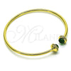 Oro Laminado Individual Bangle, Gold Filled Style with Green Crystal and White Micro Pave, Polished, Golden Finish, 07.341.0049.2 (03 MM Thickness, One size fits all)