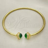 Oro Laminado Individual Bangle, Gold Filled Style with Green Crystal and White Micro Pave, Polished, Golden Finish, 07.341.0049.2 (03 MM Thickness, One size fits all)