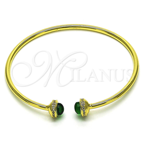 Gold Filled Jewelry — Individual Bangle with Green Crystal and White Micro — main product view — SKU 152127 | Oro Laminado joyería — Individual Bangle with Green cristal and blanco Micro — SKU 152127