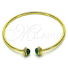 Oro Laminado Individual Bangle, Gold Filled Style with Green Crystal and White Micro Pave, Polished, Golden Finish, 07.341.0049.2 (03 MM Thickness, One size fits all)