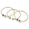 Oro Laminado Individual Bangle, Gold Filled Style with Green Crystal and White Micro Pave, Polished, Golden Finish, 07.341.0049.2 (03 MM Thickness, One size fits all)