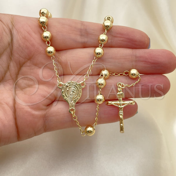 Gold Filled Jewelry — Medium Rosary Sagrado Corazon de Maria and Crucifix — alternate product view — SKU 152136 | Oro Laminado joyería — Medium Rosary Sagrado Corazon de Maria and Crucifix — SKU 152136
