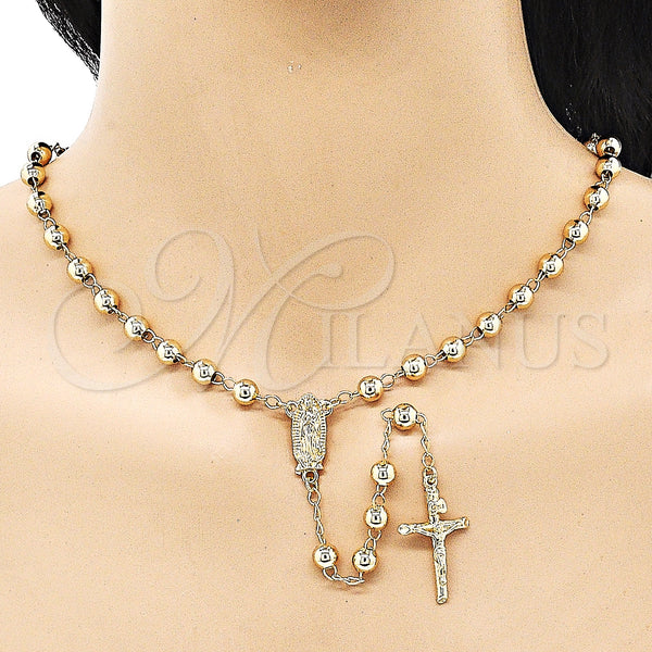 Gold Filled Jewelry — Medium Rosary Guadalupe and Crucifix Design Polished 09. — main product view — SKU 152137 | Oro Laminado joyería — Medium Rosary Guadalupe and Crucifix diseño pulido 09. — SKU 152137