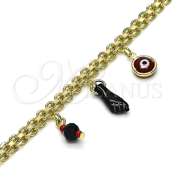 Gold Filled Bracelet — Charm Bracelet Figa Hand and Evil Eye Design — alternate product view — SKU 152138 | Oro Laminado brazalete — Charm Bracelet Figa Hand and Evil Eye diseño — SKU 152138