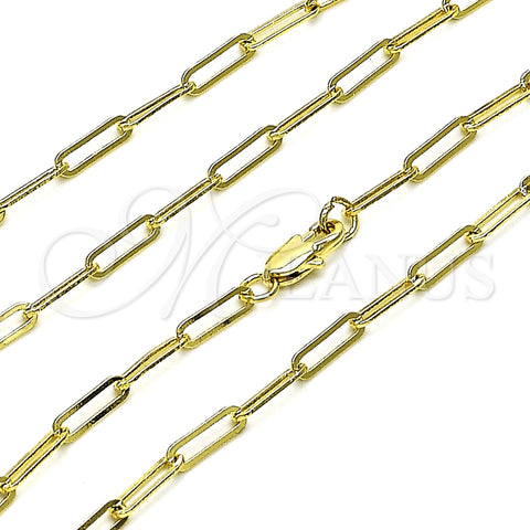 Oro Laminado Basic Necklace, Gold Filled Style Paperclip Design, Polished, Golden Finish, 04.213.0274.18 (03 MM Thickness, 18 Inches Length)