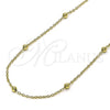 Oro Laminado Basic Necklace, Gold Filled Style Rolo and Charm Bar Design, Polished, Golden Finish, 04.213.0277.18 (02 MM Thickness, 18 Inches Length)