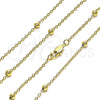 Oro Laminado Basic Necklace, Gold Filled Style Rolo and Charm Bar Design, Polished, Golden Finish, 04.213.0277.18 (02 MM Thickness, 18 Inches Length)