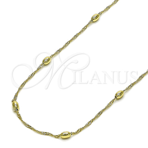 Oro Laminado Basic Necklace, Gold Filled Style Singapore Design, Polished, Golden Finish, 04.213.0279.18 (01 MM Thickness, 18 Inches Length)