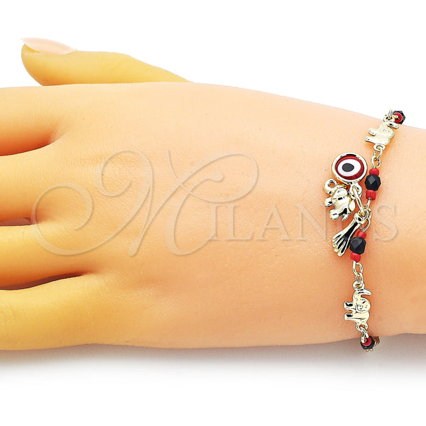 Gold Filled Bracelet — Charm Bracelet Elephant and Evil Eye Design with — alternate product view — SKU 152162 | Oro Laminado brazalete — Charm Bracelet Elephant and Evil Eye diseño with — SKU 152162