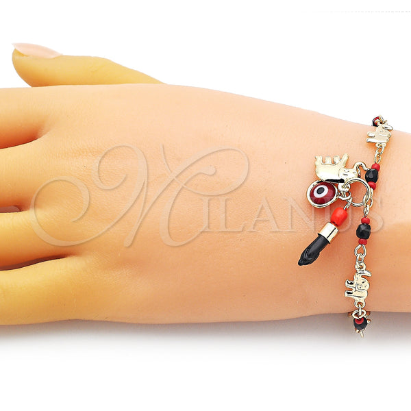 Gold Filled Bracelet — Charm Bracelet Elephant and Evil Eye Design with — alternate product view — SKU 152164 | Oro Laminado brazalete — Charm Bracelet Elephant and Evil Eye diseño with — SKU 152164