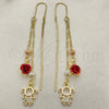 Oro Laminado Threader Earring, Gold Filled Style Little Girl and Flower Design, with White Micro Pave, Polished, Tricolor, 02.253.0078