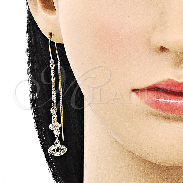 Gold Filled Ring — Threader Earring Evil Eye Design with White Micro — alternate product view — SKU 152174 | Oro Laminado anillo — Threader Earring Evil Eye diseño with blanco Micro — SKU 152174